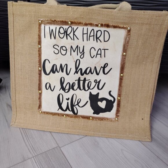 A new jute tote perfect for all your cat lovers! - Picture 1 of 1